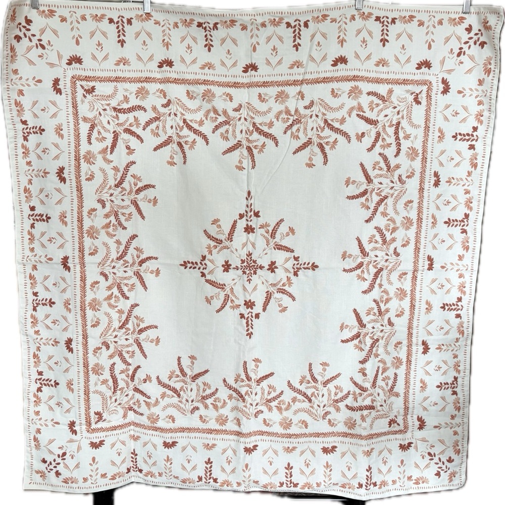 POTTERY BARN Terracotta Embroidered Cotton Table Throw